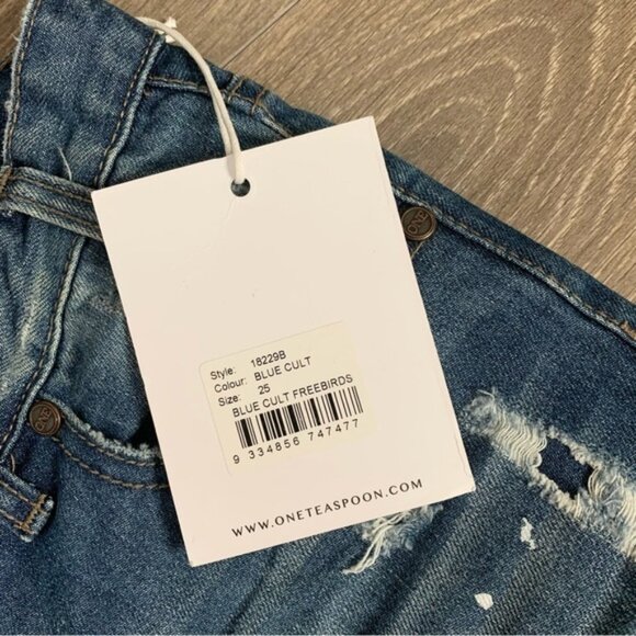 Free People One Teaspoon Freebirds Skinny Jeans Distressed Zip Ankle low rise - Picture 12 of 16